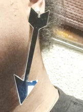 Load image into Gallery viewer, Silver Arrow Mirrored Acrylic Clip on Earrings
