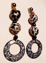 Load image into Gallery viewer, Handmade Natural Kukui Nut and Acrylic Hoop Clip On  Earrings
