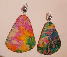 Load image into Gallery viewer, Extra Large Clip on Hand Dyed Leather  Earrings
