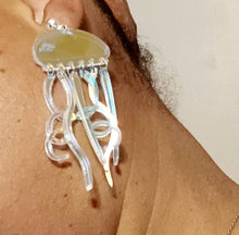 Load image into Gallery viewer, Abstract Pop Art Acrylic Statement Jellyfish Earrings (pierced ears)
