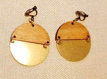 Load image into Gallery viewer, Small Wood and Metal Minimalist Clip On Earrings Gold
