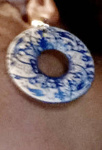Load image into Gallery viewer, Natural Wood Boho Clip On Dangle Earrings blue
