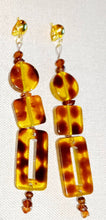 Load image into Gallery viewer, Long Handmade Tortoise Acrylic Dangle Clip On Earrings 5 inch
