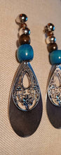 Load image into Gallery viewer, Handmade Wood and Metal Boho Clip On Dangle Earrings
