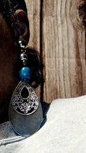 Load image into Gallery viewer, Handmade Wood and Metal Boho Clip On Dangle Earrings
