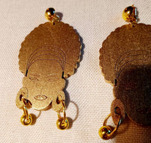 Load image into Gallery viewer, Handpainted Afrocentric Clip On Earrings gold
