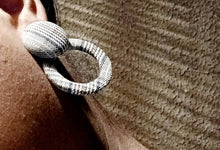 Load image into Gallery viewer, Handmade Plaid Clip On Hoop Earrings, Lightweight 2 inch
