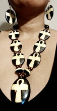 Load image into Gallery viewer, Vintage Bovine and Brass Extra large Ankh Necklace Set Rare
