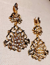Load image into Gallery viewer, Chunky Metal and Crystal Chandelier Clip On Earrings Gold

