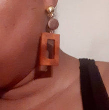 Load image into Gallery viewer, Natural Wood Clip On Dangle Earrings
