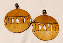 Load image into Gallery viewer, Natural Wood Diva Statement Clip On Earrings
