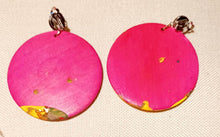 Load image into Gallery viewer, Abstract Handpainted Wood Clip On Earrings, Unique Design
