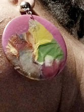 Load image into Gallery viewer, Abstract Handpainted Wood Clip On Earrings, Unique Design
