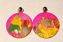 Load image into Gallery viewer, Abstract Handpainted Wood Clip On Earrings, Unique Design
