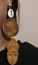 Load image into Gallery viewer, Handmade Natural Wood Clip On Dangle Earrings 7 inch
