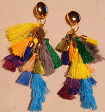 Load image into Gallery viewer, Colorful Handmade Tassel  Clip On Dangle Earrings
