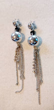 Load image into Gallery viewer, Silver Metal Ball and Chain Clip On Earrings
