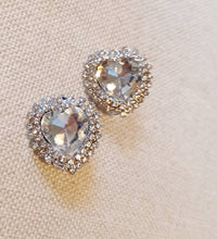 Load image into Gallery viewer, Chunky Crystal Heart Stud Clip On Earrings
