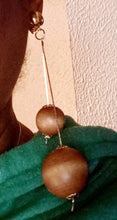 Load image into Gallery viewer, Handmade  Extra large wooden Ball Dangle Clip On Earrings
