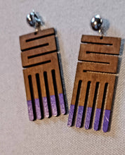 Load image into Gallery viewer, Handpainted Clip On Adinkra Symbol Afrocentric Wooden Earrings
