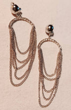 Load image into Gallery viewer, Silver Metal and rhinestone Chain Clip On Earrings
