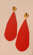 Load image into Gallery viewer, Red and gold Metal Dangle Clip On Earrings
