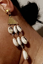 Load image into Gallery viewer, Handmade Brass Cowrie Shell Clip On Earrings
