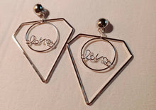 Load image into Gallery viewer, Clip On Love design Diamond Hoop Dangle Earrings silver
