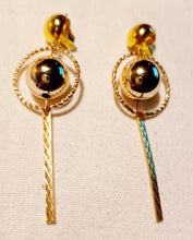 Load image into Gallery viewer, Gold Ball Dangle Clip On Earrings
