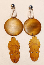 Load image into Gallery viewer, Handmade Natural Wood Clip On Dangle Earrings 7 inch
