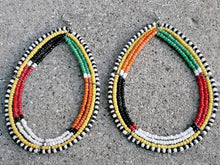 Load image into Gallery viewer, Vintage Large Hand beaded Maasai Hoop Earrings
