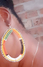 Load image into Gallery viewer, Vintage Large Hand beaded Maasai Hoop Earrings
