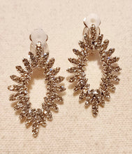 Load image into Gallery viewer, Rhinestone  Starburst Stud Cluster Clip On Earrings silver
