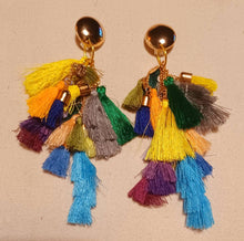 Load image into Gallery viewer, Colorful Handmade Tassel  Clip On Dangle Earrings
