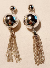 Load image into Gallery viewer, Extra Large Silver Metal Ball and Chain Clip On Earrings

