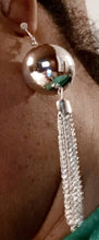 Load image into Gallery viewer, Extra Large Silver Metal Ball and Chain Clip On Earrings
