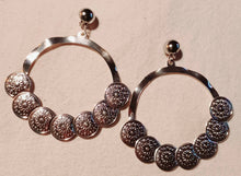 Load image into Gallery viewer, Large Silver Metal Coin Hoop Clip On Earrings

