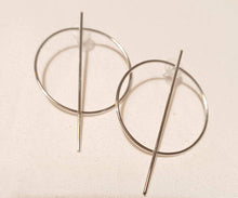 Load image into Gallery viewer, Minimalist Silver Metal Hoop Earrings pierced ears
