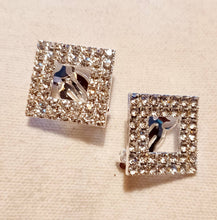 Load image into Gallery viewer, Crystal Square Stud Clip On Earrings
