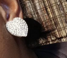 Load image into Gallery viewer, Chunky Crystal Heart Stud Clip On Earrings silver

