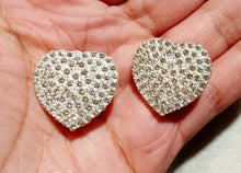 Load image into Gallery viewer, Chunky Crystal Heart Stud Clip On Earrings silver

