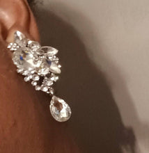 Load image into Gallery viewer, Blingy Runway Chunky gold Metal Rhinestone  Cluster Clip On Earrings
