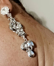 Load image into Gallery viewer, Blingy Runway silver Metal Rhinestone Clip On Earrings silver
