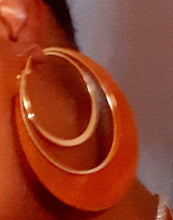 Load image into Gallery viewer, Extra large Wood and Metal Hoop Earrings Brown
