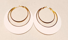Load image into Gallery viewer, Extra large Wood and Metal Hoop Earrings white
