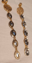 Load image into Gallery viewer, Handmade Gold Metal and rhinestone Clip On Earrings 6 inch
