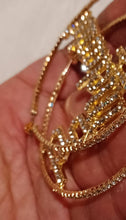 Load image into Gallery viewer, Bling Rhinestone Hoop Earrings: Melanin Poppin Statement, 3-inch
