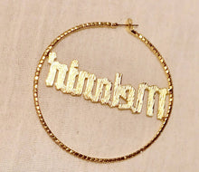 Load image into Gallery viewer, Bling Rhinestone Hoop Earrings: Melanin Poppin Statement, 3-inch
