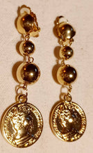Load image into Gallery viewer, Boho roman Gold Coin Clip On Earrings
