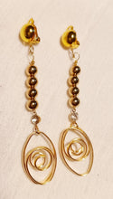 Load image into Gallery viewer, Handmade Gold Ball Dangle Clip On Earrings
